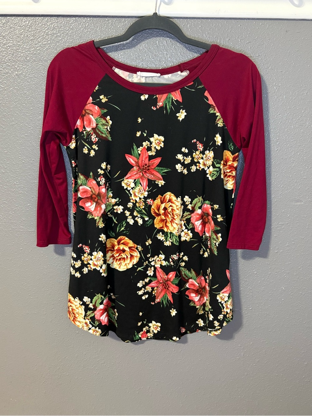 Reborn J burgundy raglan tunic top size S (SKU 296)
